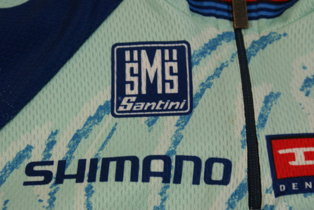 Maillot vélo vintage Santini Bianchi Martini Racing Diesel Shimano
