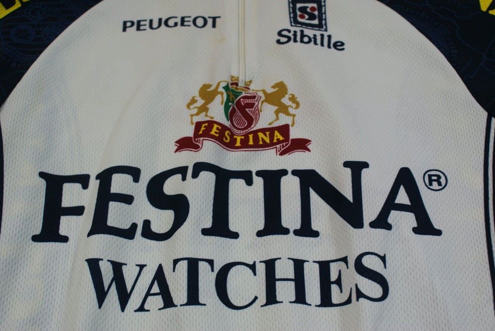 Maillot vélo vintage Sibille Festina Peugeot