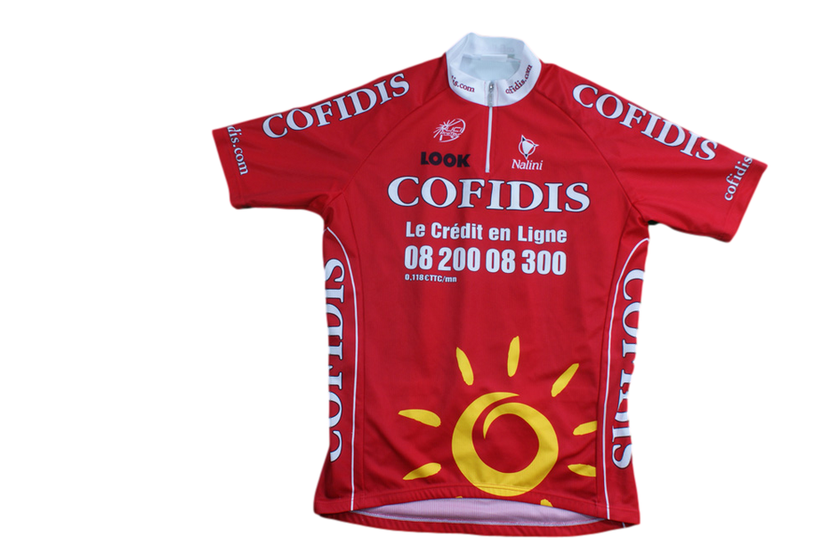 Maillot Cyclisme Cofidis Nalini Taille 3 - Fabriqué En Italie - Blanc, Rouge, Bleu, Jaune
