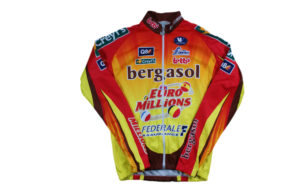 Veste vélo vintage Vermarc Lotto Bergasol Creyf's Euro Millions