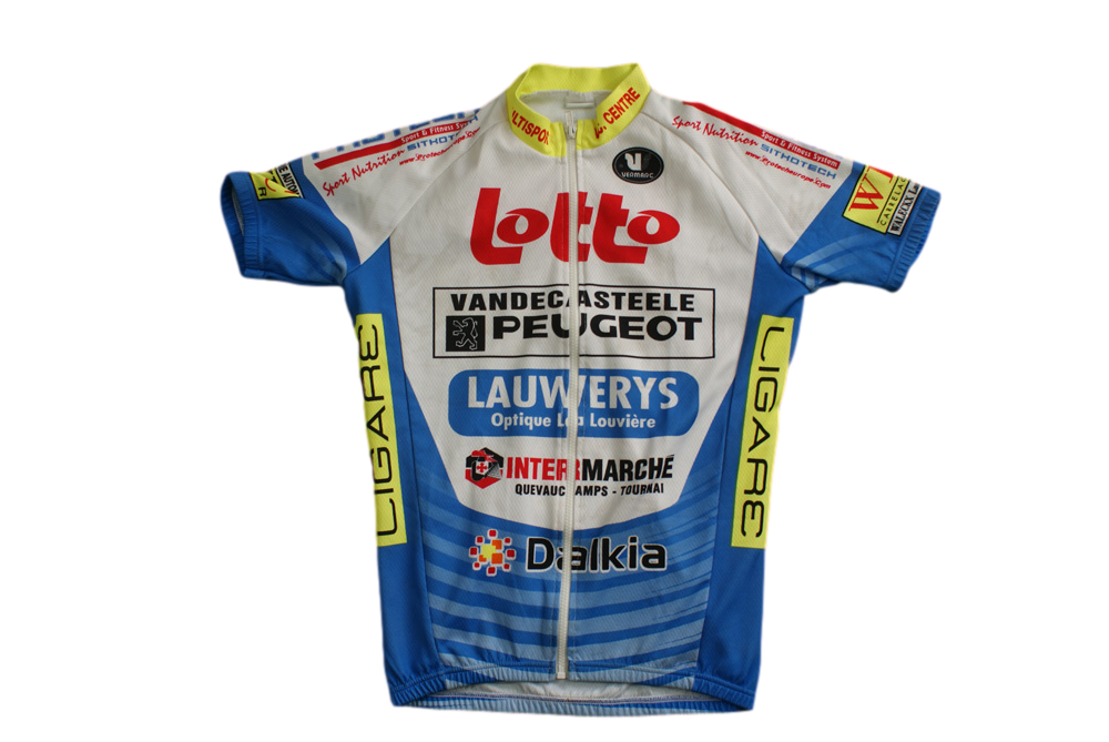 Maillot vélo vintage Vermarc Lotto Intermarché Dalkia Peugeot