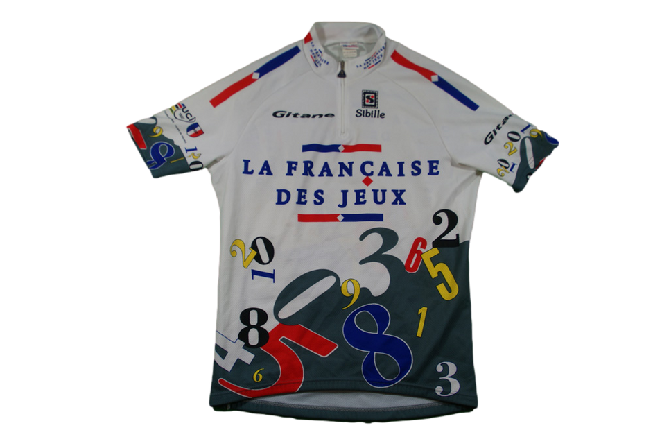 Maillot Cyclisme Vintage Française Des Jeux Sibille Gitane - Taille L Manches Courtes