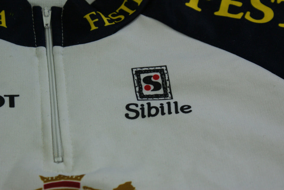 Maillot Cyclisme Rétro Festina Sibille Peugeot - Taille M - Manches Courtes
