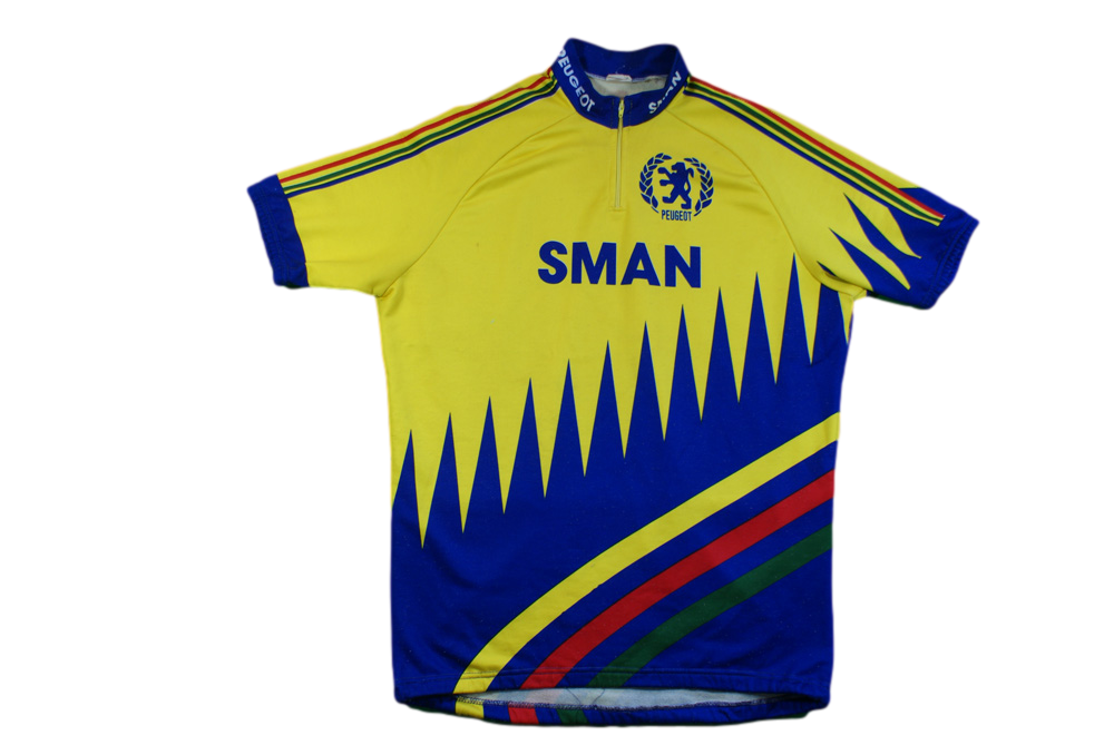 Maillot vélo vintage Tricots du Rocher Sman Peugeot