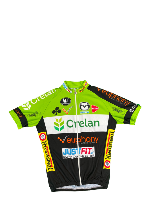 Maillot vélo cyclisme vintage Crelan Euphony Justfit vermarc