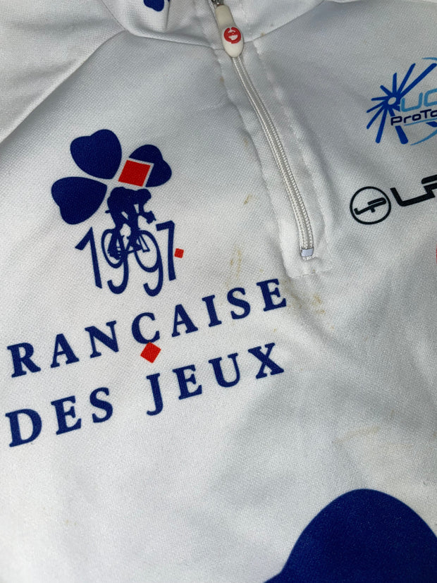 Maillot vélo rétro Française des jeux Moa Lapierre UCI 1997 Maillot vélo rétro Française des jeux Moa Lapierre UCI 1997