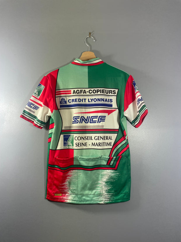 Maillot vélo vintage au tour de France SNCF Crédit Lyonnais Conseil général