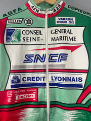 Maillot vélo vintage au tour de France SNCF Crédit Lyonnais Conseil général