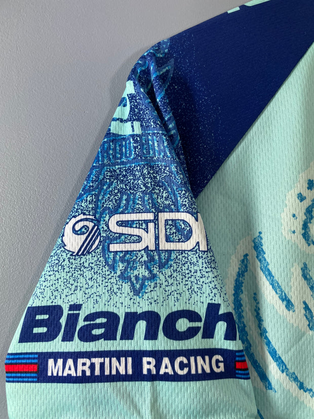 Maillot cycliste vintage Bianchi Martini Racing SMS Santini Shimano