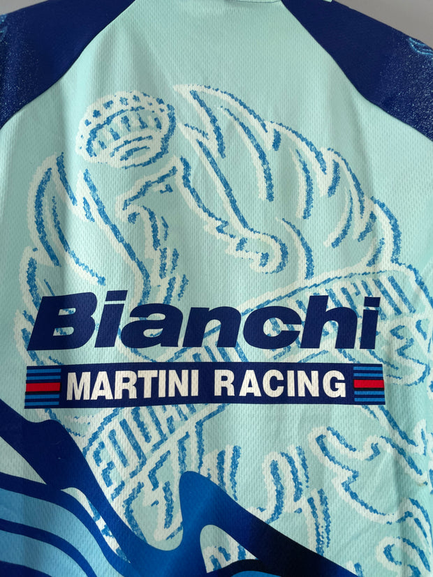 Maillot cycliste vintage Bianchi Martini Racing SMS Santini Shimano