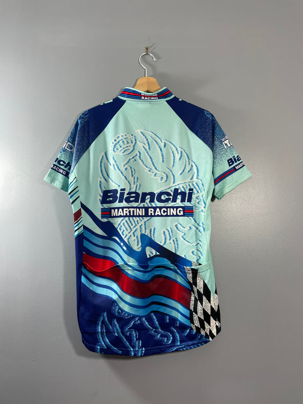 Maillot cycliste vintage Bianchi Martini Racing SMS Santini Shimano