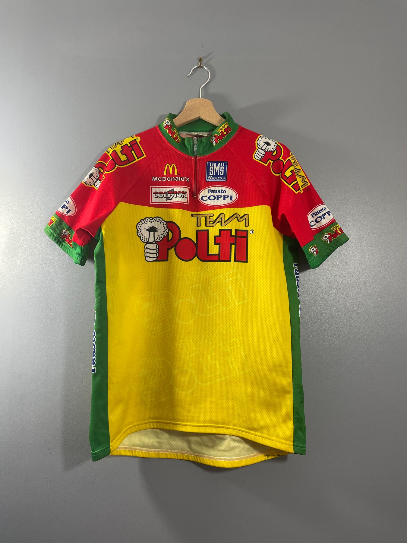 Maillot Cycliste Vintage Team Polti - SMS Santini - Taille L - Fabriqué En Italie
