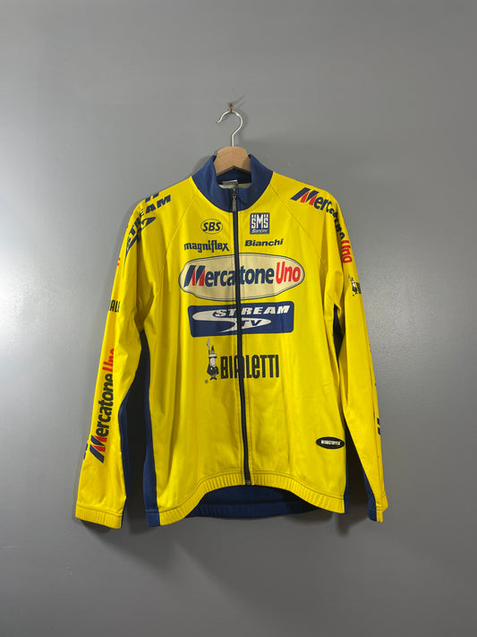 Veste cycliste vintage Bianchi SMS Santini Mercatone Uno Bialetti