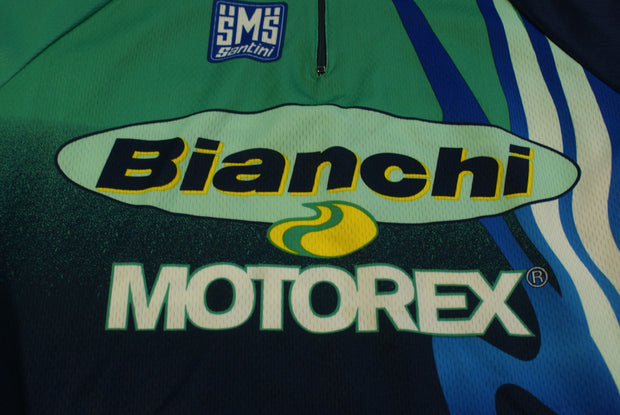 Maillot vélo rétro Bianchi Motorex Santini