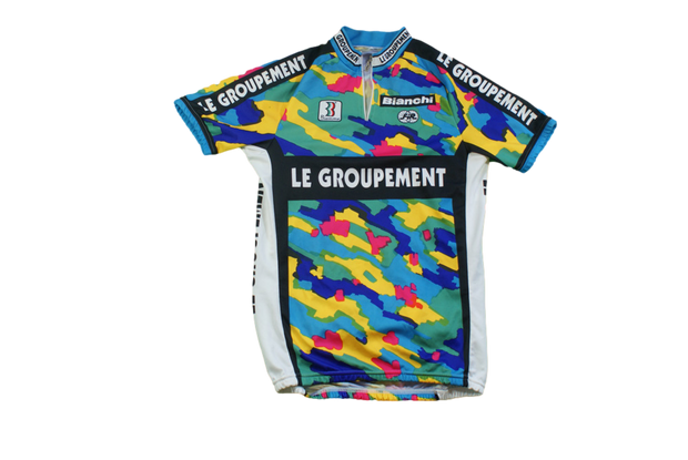 Maillot vélo rétro Biemme Bianchi Le groupement