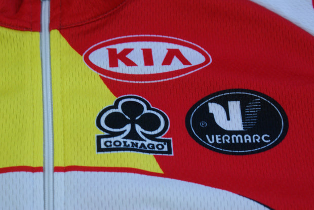 Maillot vélo rétro Vermarc Colnago Coca-Cola Kia Wallonie Bruxelles Crédit Agricole