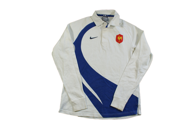 Maillot rugby rétro équipe de France Nike blanc