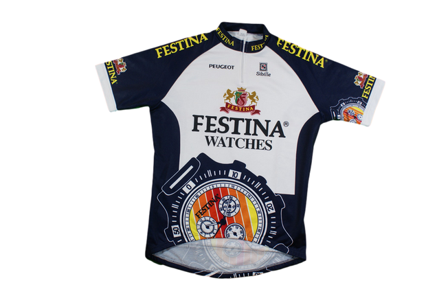 Maillot cyclisme rétro Sibille Festina Watches Peugeot