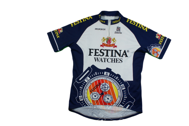 Maillot vélo vintage Sibille Festina Watches Peugeot