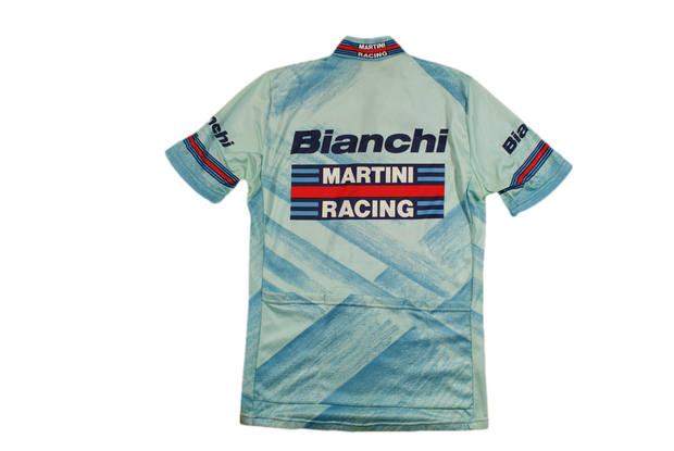 Maillot vélo vintage Santini Bianchi Martini Racing Italmanubri Linea Ergo Shimano