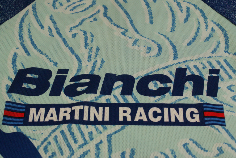 Maillot vélo vintage Santini Bianchi Martini Racing Diesel Shimano