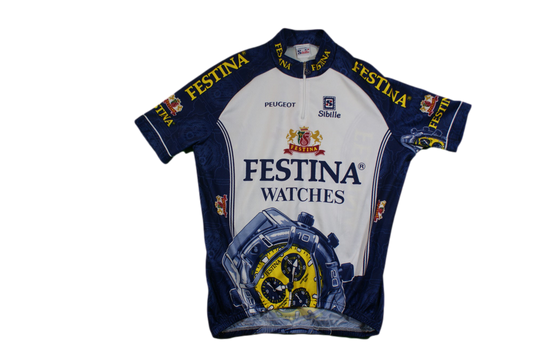 Maillot cyclisme vintage Sibille Festina Watches Peugeot