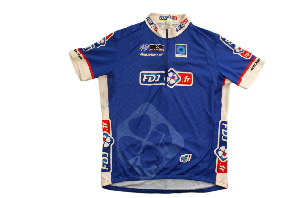 Maillot vélo rétro Decathlon Française des jeux UCI b'Twin Lapierre Le bleuet de France