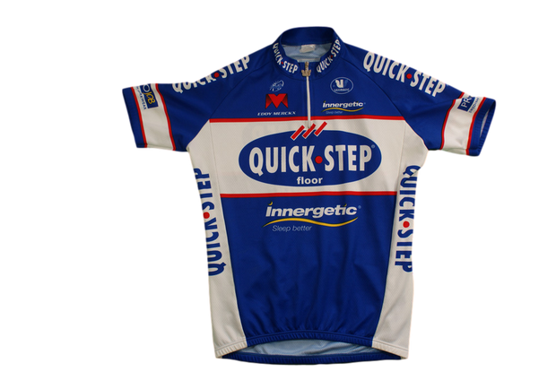 Maillot vélo rétro Vermarc Quick Step Eddy Merckx Innegertic UCI PRojob Peugeot