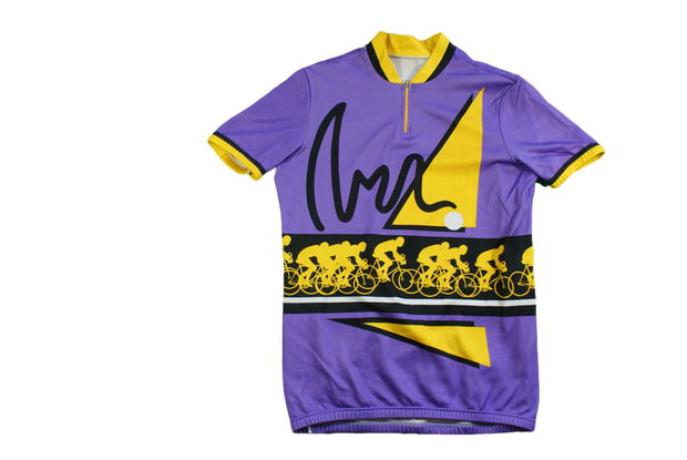 Maillot vélo rétro violet et jaune