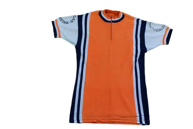 Maillot cyclisme vintage orange manches courtes