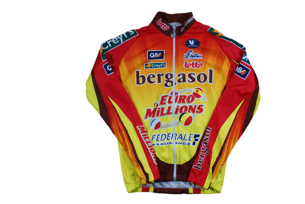 Veste vélo vintage Vermarc Lotto Bergasol Creyf's Euro Millions