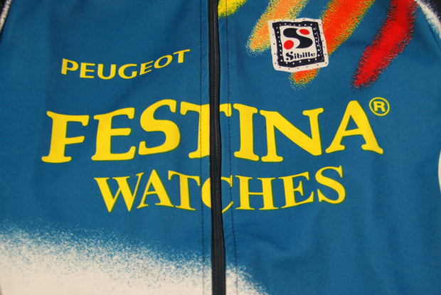 Veste cyclisme vintage Festina Peugeot Sibille