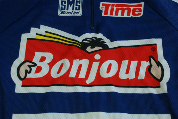 Maillot vélo vintage Time Santini Bonjour