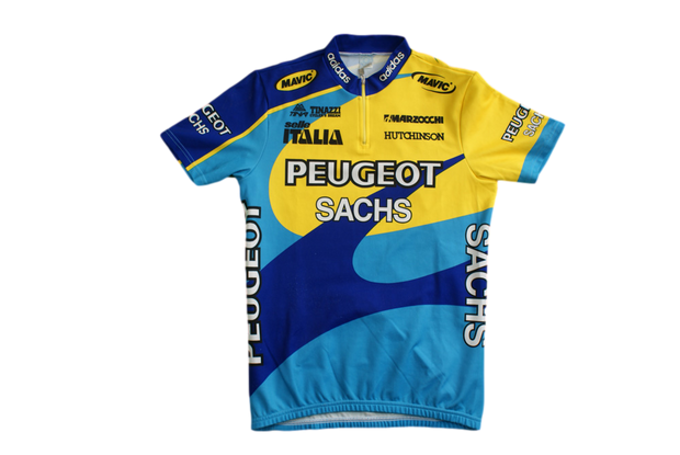 Maillot vélo rétro Adidas Peugeot Selle Italia Mavic