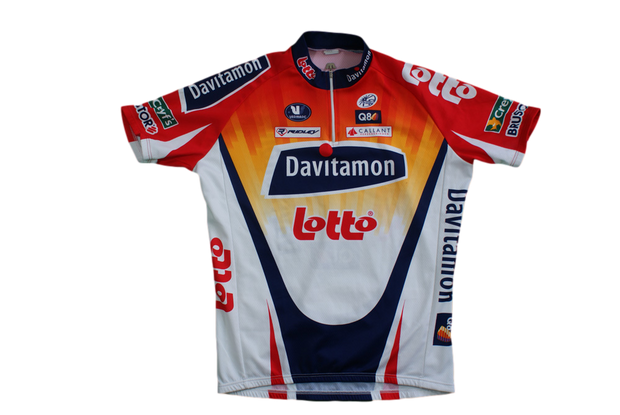 Maillot vélo vintage Vermarc Lotto Ridley UCI Davitamon