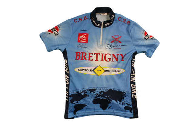 Maillot cyclisme rétro Servary Capitole Immobilier Bretigny Caisse d'Epargne Nissan