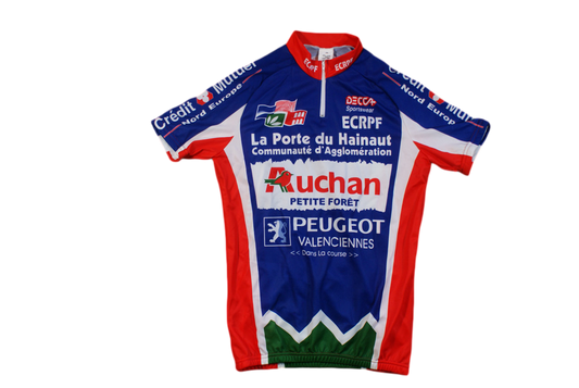 Maillot vélo vintage Decca Auchan Peugeot La porte du Hainaut Valenciennes