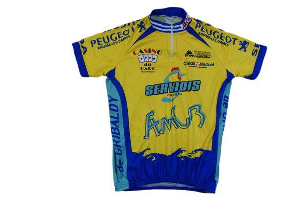 Maillot cyclisme vintage Tinazzi Crédit Mutuel Servidis Casino du Parc Peugeot