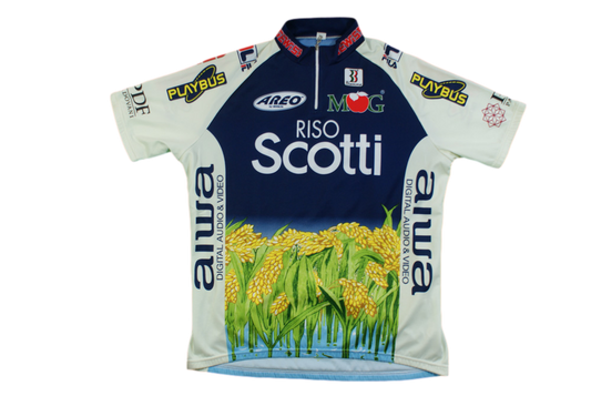 Maillot vélo vintage Biemme Areo Riso Scotti Playbus Gewiss