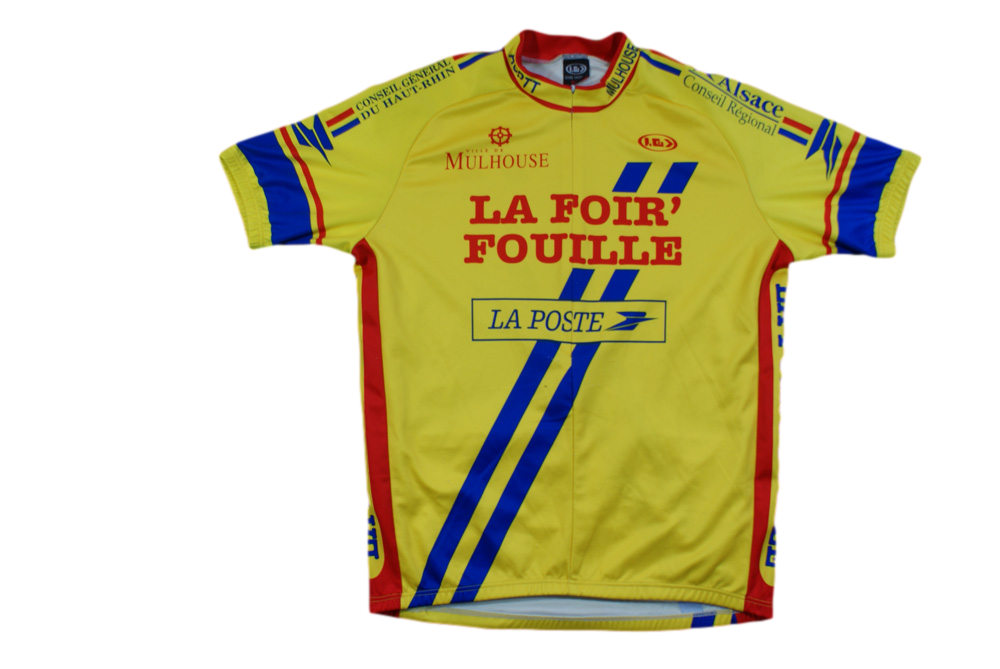 Maillot cyclisme rétro Louis Garneau La Poste La foir'fouille Mulhouse