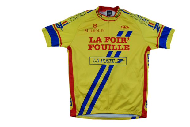 Maillot cyclisme rétro Louis Garneau La Poste La foir'fouille Mulhouse