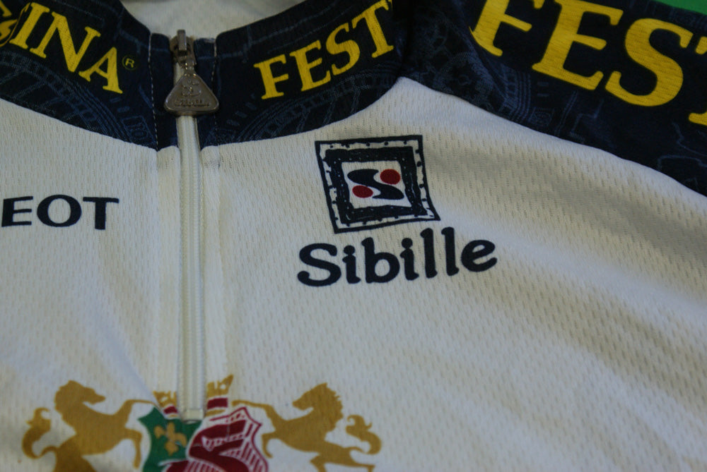Maillot Cycliste Rétro Festina Sibille Peugeot - Taille M, Manches Courtes (occasion)