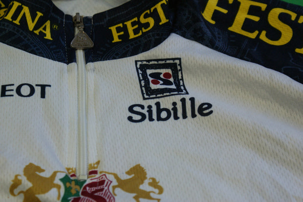Maillot cyclisme vintage Peugeot Sibille Festina - Vêtements Maillot cyclisme vintage Peugeot Sibille Festina - Vêtements