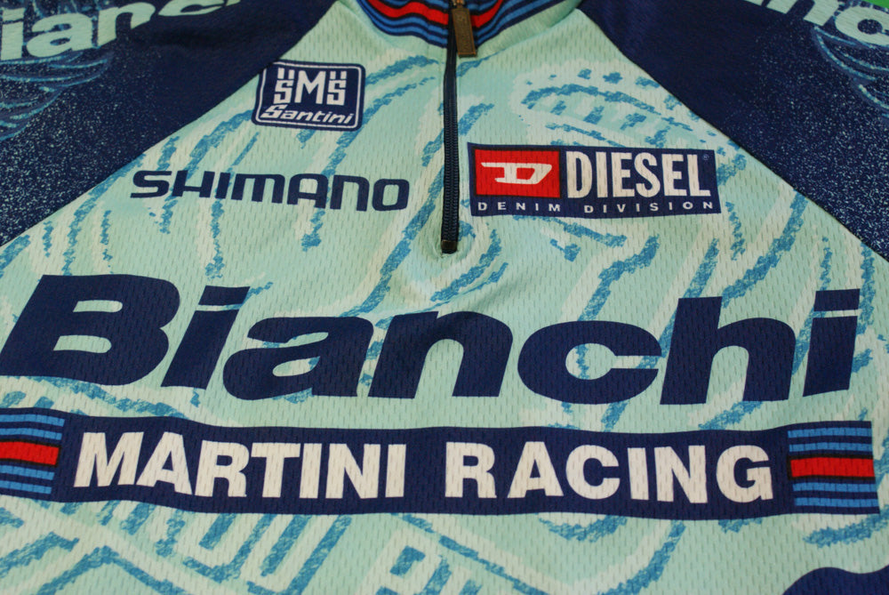Maillot vélo rétro Bianchi Santini Shimano Maillot vélo rétro Bianchi Santini Shimano