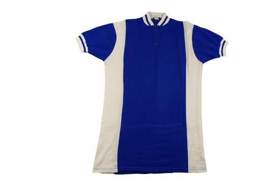 Maillot vélo vintage bleu manches courtes