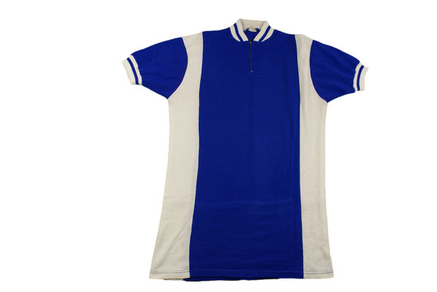 Maillot vélo vintage bleu manches courtes