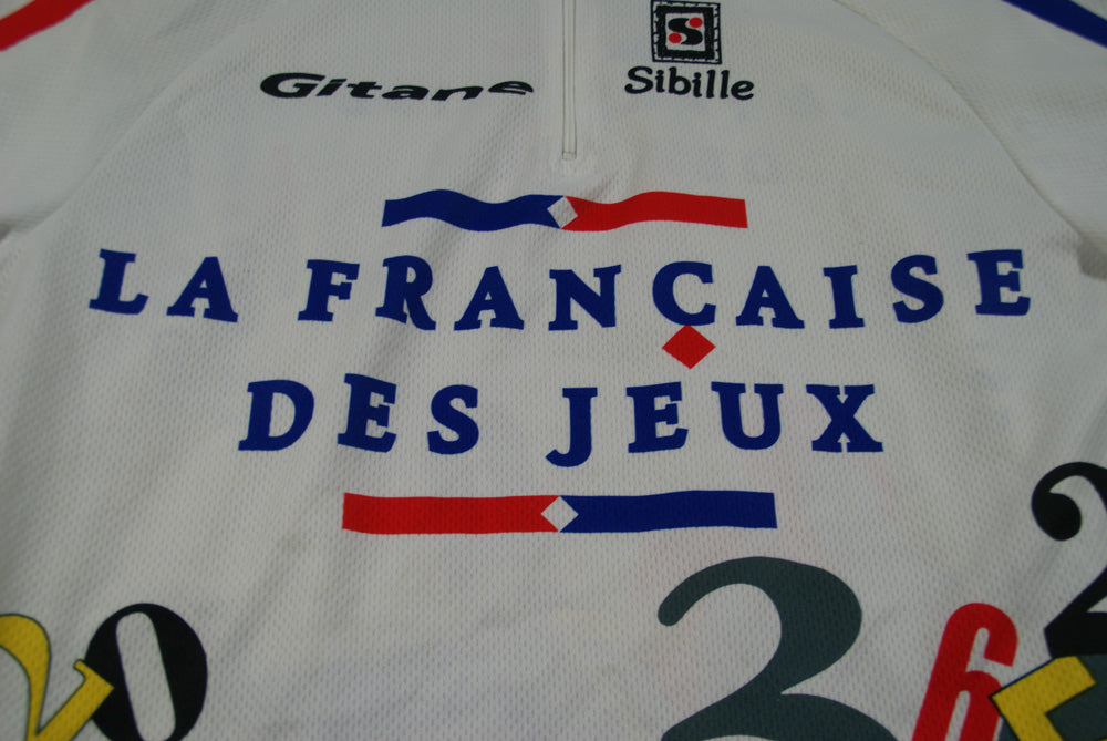 Maillot Cyclisme Vintage Française Des Jeux Sibille Gitane - Taille L Manches Courtes