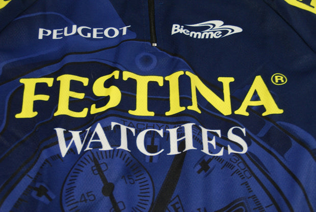 Maillot vélo rétro Biemme Peugeot Festina