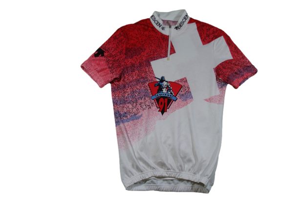 Maillot cyclisme vintage Descente Suisse 91