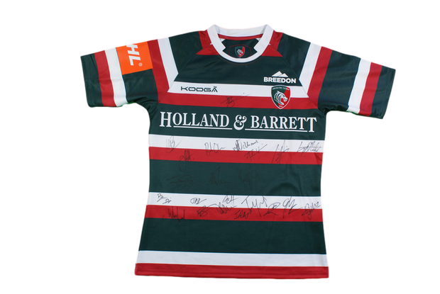 Maillot rugby rétro Leicester Tigers dédicacé
